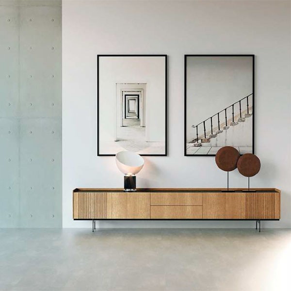 Mueble TV madera y blanco - Arua interiores de diseño