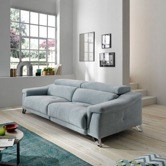 Sofá 3 plazas, asientos deslizantes, cabezales reclinables - Lecco